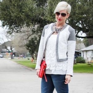 Cabi Shrunken Knit Moto Blazer